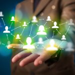 Young businessman presenting modern technology social network ma – Open innovation – smau