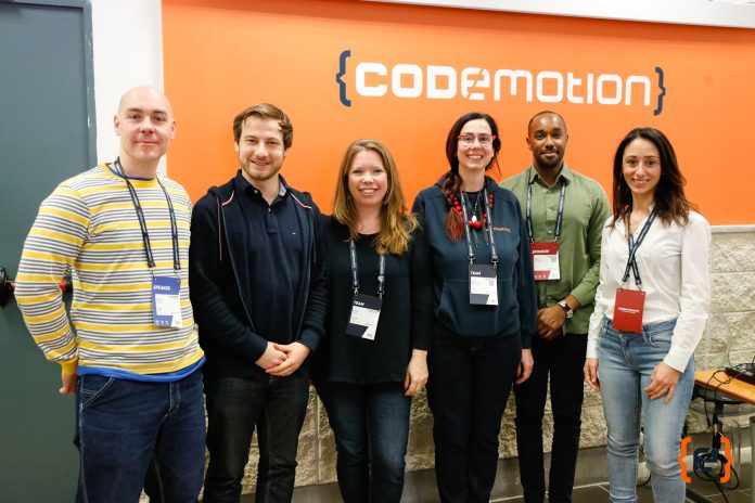 Da sx_Alfredo Morresi Google_Davide Bonapersona_Facebook_Chiara Russo Codemotion_Mara Marzocchi Codemotion_Willie Elamien Facebook_Laura Ribecchini Nexi Codemotion