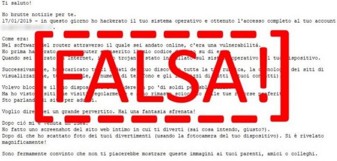 Spam a scopo estorsivo: nuova ondata nel nostro paese