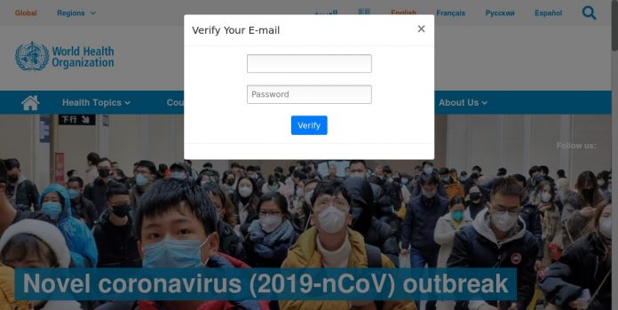 WHO_spoofed landing page Falsi siti istituzionali: attenti alle truffe!