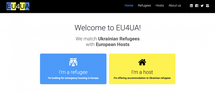 homepage EU4UA la piattaforma che aiuta i rifugiati ucraini a trovare un alloggio gratuito
