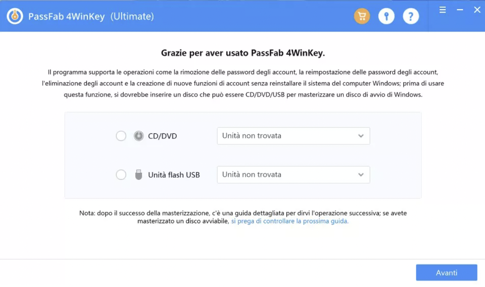 PassFab 4WinKey - password di windows 10 dimenticata