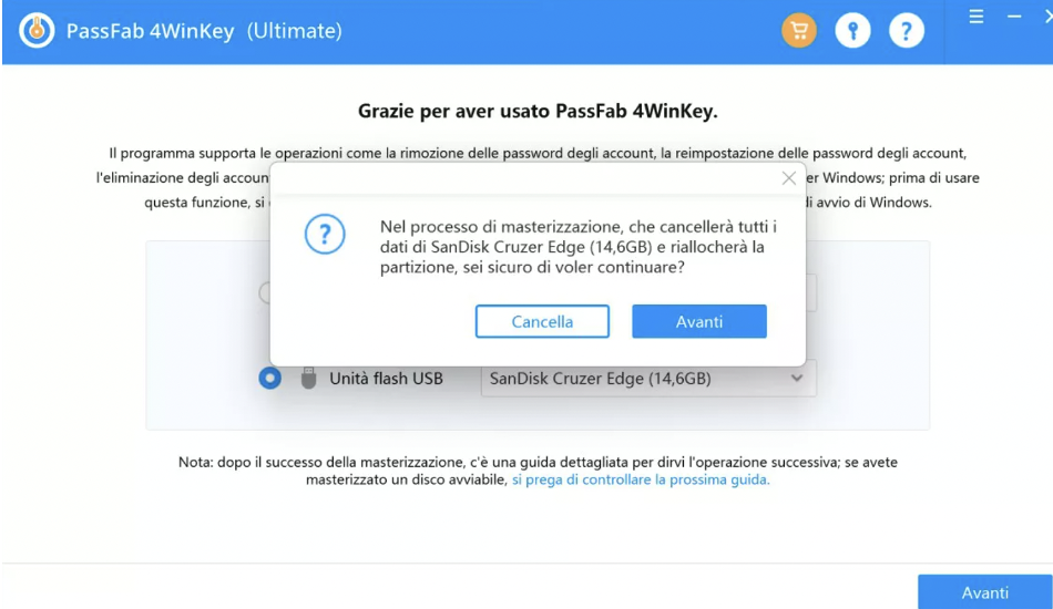 PassFab 4WinKey - password di windows 10 dimenticata