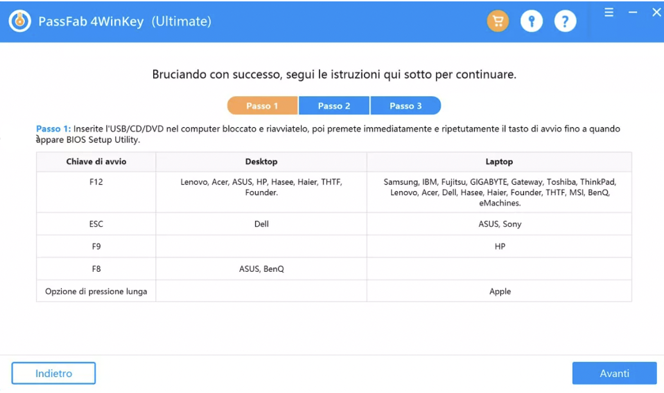 PassFab 4WinKey - password di windows 10 dimenticata