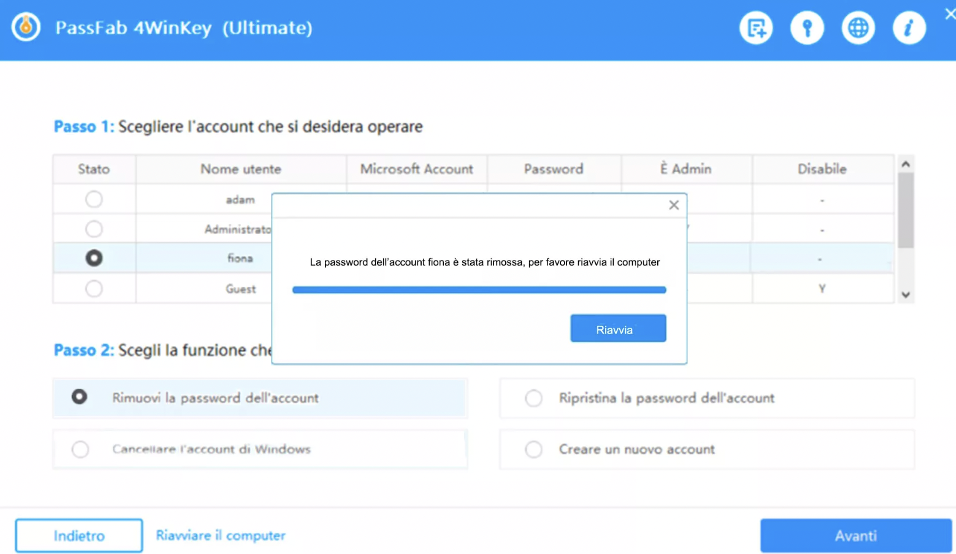 PassFab 4WinKey - password di windows 10 dimenticata