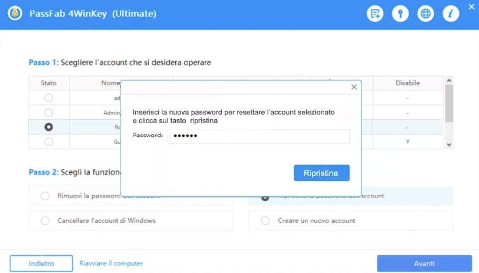 PassFab 4WinKey - password di windows 10 dimenticata