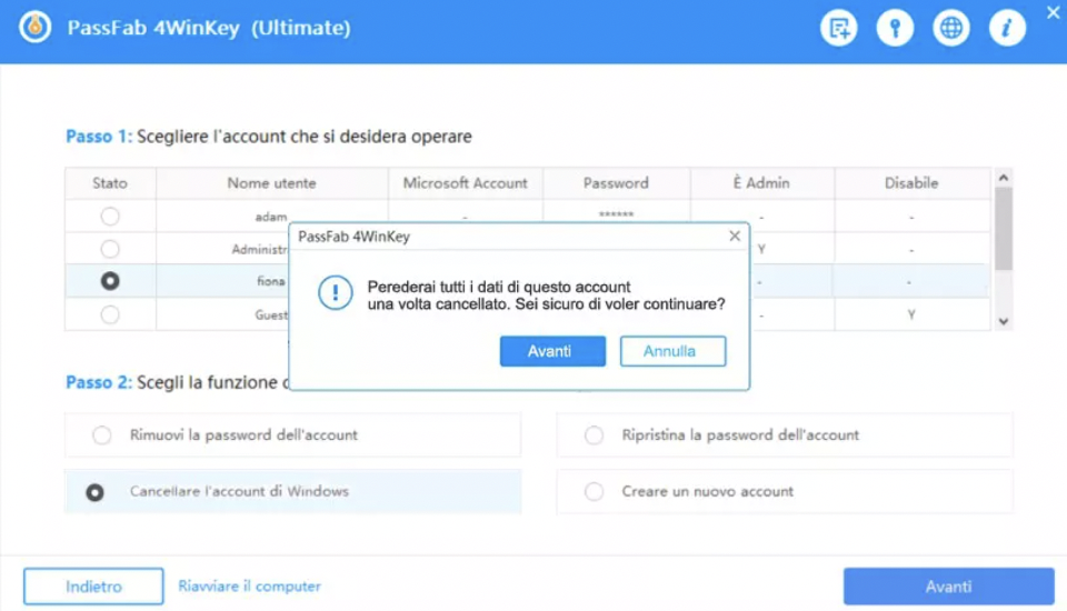 PassFab 4WinKey - password di windows 10 dimenticata