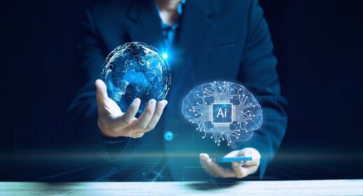 Businessman,Holding,The,Global,Digital,Screen,,Digital,Layer,Effect,,Business