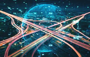Futuristic,Road,Transportation,Technology,With,Digital,Data,Transfer,Graphic,Showing