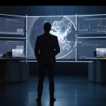 Business persons glow with success, globally connected digitally generated by AI