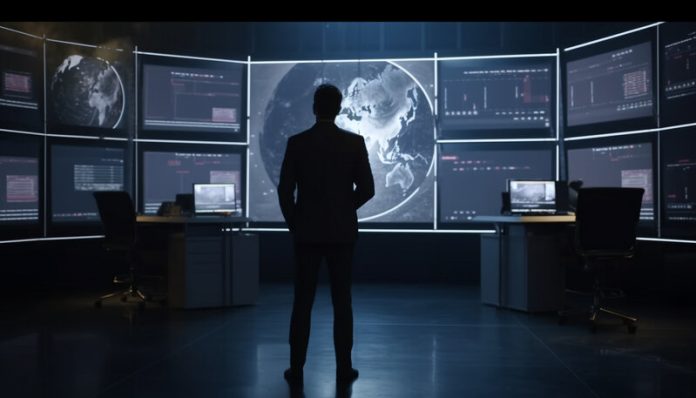 Business persons glow with success, globally connected digitally generated by AI Business persons glow with success, globally connected digitally generated by AI